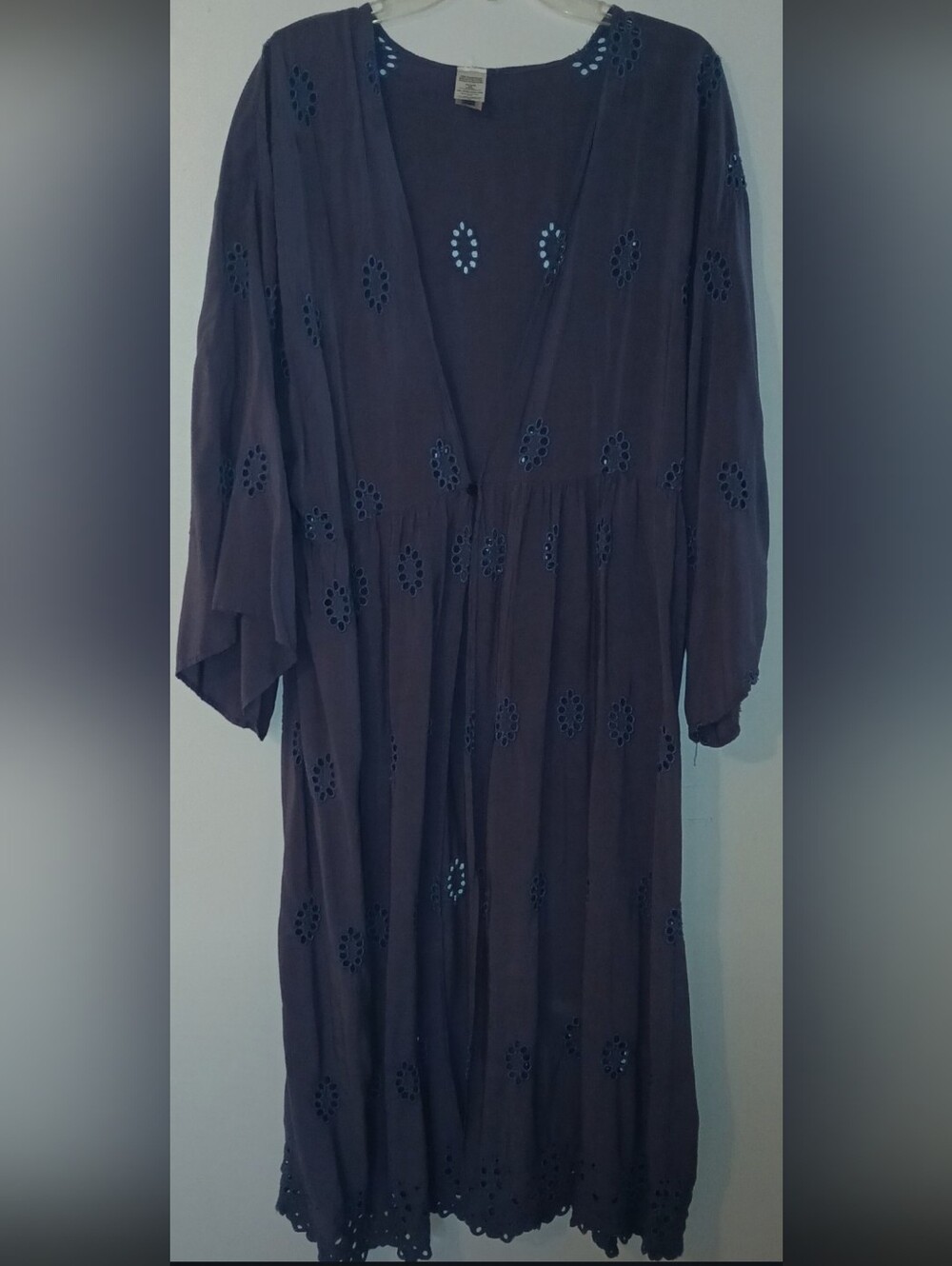 Women’s Dark Grey Purple Eyelet Midi Cover-up XXL